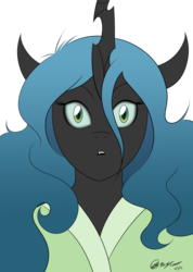 Size: 1024x1442 | Tagged: safe, artist:anbuelite5, queen chrysalis, changeling, changeling queen, anthro, g4, fanfic art, female, simple background, solo, transparent background