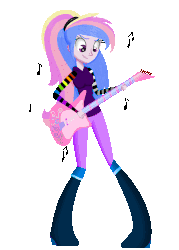 Size: 1904x2664 | Tagged: safe, artist:kasi-ona, oc, oc only, oc:orient duetta wonder, equestria girls, g4, animated, clothes, guitar, music, music notes, musical instrument, solo