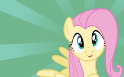 Size: 1680x1050 | Tagged: safe, artist:doctor-g, fluttershy, pegasus, pony, g4, putting your hoof down, c:, cute, female, happy, looking at you, mare, shyabetes, simple background, smiling, solo, sunburst background, sweet dreams fuel, vector, wallpaper