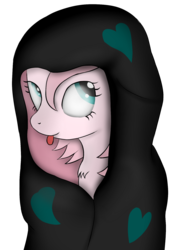 Size: 1274x1778 | Tagged: safe, artist:neighday, oc, oc only, oc:fluffle puff, blanket, canon x oc, heart, ship:chrysipuff, shipping, solo, tongue out