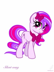 Size: 1800x2400 | Tagged: safe, artist:poshpegasus, oc, oc only, oc:silent song, earth pony, pony, bow, hair bow, neck bow, solo