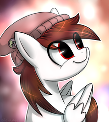 Size: 916x1031 | Tagged: safe, artist:sigmanas, oc, oc only, oc:starstruck symphony, pegasus, pony, beanie, hat, solo, щщоки