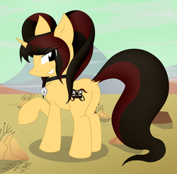 Size: 4031x3970 | Tagged: safe, artist:iflysna94, oc, oc only, oc:desert rose, pony, unicorn, desert, female, looking at you, looking back, looking back at you, mare, solo