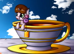 Size: 2928x2160 | Tagged: safe, artist:neko-me, sweetie belle, pony, g4, cup of pony, cute, diasweetes, female, high res, horn, horn impalement, micro, patreon, silly, silly pony, solo, sweet tea belle, tea, teabag, teacup, tiny ponies, tongue out, weapons-grade cute