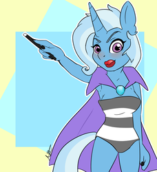 Size: 900x988 | Tagged: safe, artist:fr3nch-3, trixie, anthro, g4, armpits, female, lipstick, solo, wand