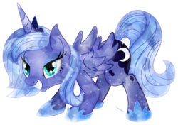 Size: 4273x3000 | Tagged: safe, artist:theshadowstone, princess luna, crystal alicorn, crystal pony, pony, g4, crystallized, female, filly, s1 luna, simple background, solo, transparent background, woona