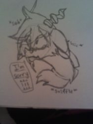 Size: 1536x2048 | Tagged: safe, artist:legendcraft, discord, g4, crying, male, monochrome, sad, solo, traditional art