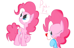 Size: 1574x1024 | Tagged: safe, artist:mr-degration, pinkie pie, g4, clothes, female, heart, socks, solo, tongue out