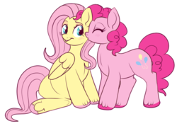 Size: 654x466 | Tagged: safe, artist:lulubell, fluttershy, pinkie pie, g4, female, lesbian, ship:flutterpie, shipping, simple background, transparent background