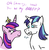 Size: 672x681 | Tagged: safe, artist:jargon scott, princess cadance, shining armor, pony, unicorn, g4, accessory theft, crown, dialogue, implied incest, not creepy, uncomfortable, wig