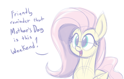 Size: 1100x700 | Tagged: safe, artist:heir-of-rick, fluttershy, g4, dialogue, female, mother's day, public service announcement, sketch, solo