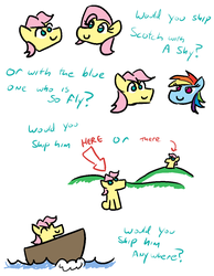 Size: 923x1191 | Tagged: safe, artist:jargon scott, fluttershy, rainbow dash, g4, butterscotch, comic, cute, dr. seuss, female, green eggs and ham, half r63 shipping, male, rhyme, rhyming in the comments, rule 63, self ponidox, selfcest, ship, ship:butterdash, ship:flutterscotch, shipping, straight, water