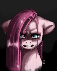 Size: 600x750 | Tagged: safe, artist:pegsie, pinkie pie, g4, crying, cupcake, pinkamena diane pie, redraw, sad