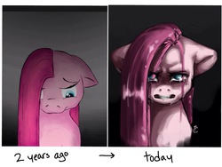 Size: 1024x768 | Tagged: safe, artist:pegsie, pinkie pie, fanfic:cupcakes, g4, crying, cupcake, pinkamena diane pie, sad