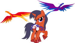 Size: 3057x1763 | Tagged: safe, artist:kaylathehedgehog, night phoenix, phoenix, pony, unicorn, bow, ear piercing, female, hino rei, mare, piercing, ponified, sailor mars, sailor moon (series), simple background, tail bow, transparent background, vector