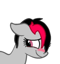 Size: 493x524 | Tagged: safe, artist:lazerblues, oc, oc only, oc:miss eri, black and red mane, blushing, embarrassed, solo, two toned mane