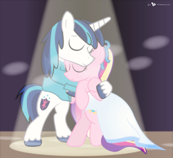 Size: 1500x1370 | Tagged: safe, artist:dm29, princess cadance, shining armor, g4, clothes, dancing, embrace, female, male, ship:shiningcadance, shipping, straight, younger