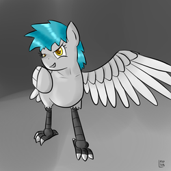 Size: 800x800 | Tagged: safe, artist:happydeadpony, artist:teb, oc, oc only, oc:harpoon, bird, harpy, original species, creature, harpony, solo, wings