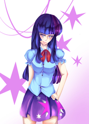 Size: 500x700 | Tagged: safe, artist:fortisselle, twilight sparkle, human, g4, clothes, equestria girls outfit, female, humanized, solo