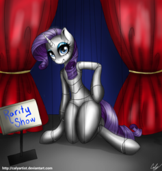 Size: 873x921 | Tagged: safe, artist:calyartist, rarity, pony, semi-anthro, g4, female, marionette, solo