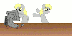 Size: 790x400 | Tagged: safe, artist:speccysy, edit, derpy hooves, pegasus, pony, animated, clone, computer, derpy hooves tech support, female, mare, mirrored