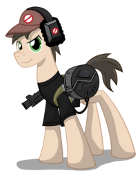 Size: 2028x2500 | Tagged: safe, artist:template93, oc, oc only, clothes, commission, gun, hat, headphones, high res, solo