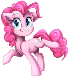 Size: 1545x1725 | Tagged: safe, artist:meotashie, pinkie pie, earth pony, pony, g4, :3, behaving like a cat, cheek fluff, chest fluff, cute, diapinkes, ear fluff, female, mare, shoulder fluff, simple background, solo, transparent background