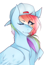 Size: 1800x2344 | Tagged: safe, artist:cristate, rainbow dash, pegasus, pony, g4, :p, female, hat, mare, solo, wink
