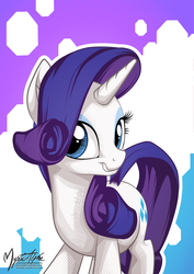 Size: 955x1351 | Tagged: safe, artist:mysticalpha, rarity, g4, cute, female, looking at you, raribetes, smiling, solo