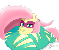 Size: 3800x3200 | Tagged: safe, artist:jessesmash32, fluttershy, saddle rager, g4, power ponies (episode), flutterhulk, high res, looking at you, power ponies, smug