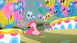 Size: 1281x720 | Tagged: safe, screencap, pinkie pie, g4, the return of harmony, balloon, female, solo