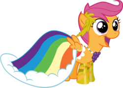 Size: 3036x2189 | Tagged: safe, artist:baronbronie, scootaloo, pegasus, pony, g4, clothes, cute, dress, female, filly, foal, gala dress, high res, simple background, solo, transparent background, vector
