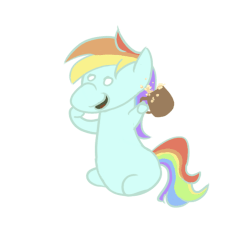 Size: 500x450 | Tagged: safe, artist:liracrown, part of a set, rainbow dash, g4, animated, blinking, cider, cider dash, female, happy, mug, shaking, simple background, sitting, smiling, solo, spill, white background