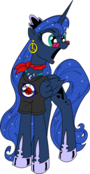 Size: 1029x1999 | Tagged: safe, artist:andy price, artist:brunursus, princess luna, alicorn, pony, g4, ascot, clothes, female, glasses, hippie, mare, open mouth, peace symbol, shirt, simple background, solo, the who, transparent background, vector