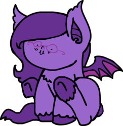 Size: 1039x1069 | Tagged: safe, artist:ravenquill, oc, oc only, oc:raven quill, bat pony, pony, blushing, chibi, derp, female, filly, simple background, solo, transparent background, unshorn fetlocks