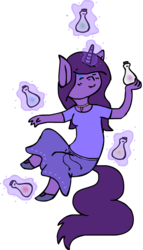 Size: 907x1587 | Tagged: safe, artist:ravenquill, oc, oc only, oc:amethyst quill, unicorn, anthro, bottle, magic, simple background, solo, transparent background
