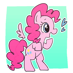 Size: 500x500 | Tagged: safe, artist:tsukisayu, pinkie pie, g4, female, happy, heart, solo, wings