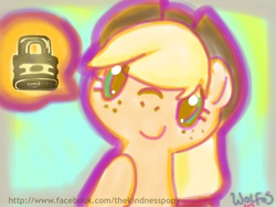 Size: 1024x768 | Tagged: safe, artist:wolfwindelement, applejack, g4, element of honesty, female, honesty, padlock, solo