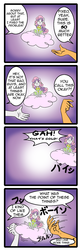 Size: 1122x3496 | Tagged: safe, artist:anibaruthecat, scootaloo, sweetie belle, anthro, apple bloomers, g4, 4koma, action figure, breasts, busty sweetie belle, clothes, cloud, comic, doll, dress, japanese, wat