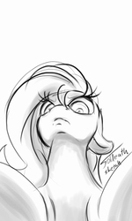 Size: 616x1024 | Tagged: safe, artist:foldeath, fluttershy, g4, angry, female, monochrome, solo