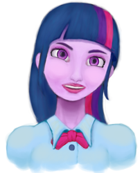 Size: 461x571 | Tagged: safe, artist:mentalmongloid, twilight sparkle, equestria girls, g4, bust, female, nightmare fuel, simple background, solo, twilight sparkle (alicorn), uncanny valley, white background