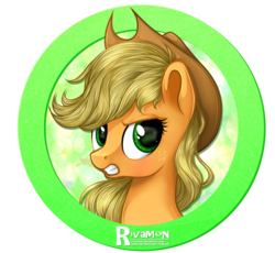 Size: 1500x1380 | Tagged: safe, artist:vird-gi, applejack, earth pony, pony, g4, angry, bust, female, mare, portrait, simple background, solo, transparent background