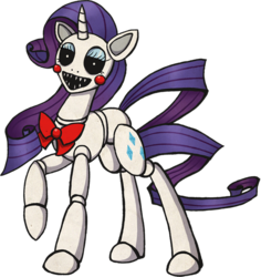 Size: 600x636 | Tagged: safe, artist:kaizerin, rarity, pony, robot, robot pony, five nights at aj's, g4, animatronic, bowtie, female, five nights at freddy's, solo, the puppet