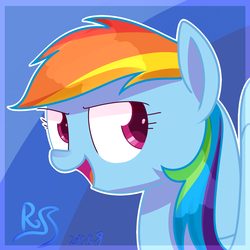 Size: 1300x1300 | Tagged: safe, artist:yaco, rainbow dash, pegasus, pony, g4, bust, female, mare, open mouth, solo