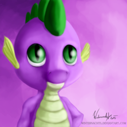 Size: 1000x1000 | Tagged: safe, artist:winternachts, spike, g4, creepy, male, portrait, solo