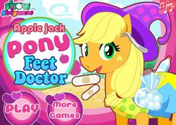 Size: 692x492 | Tagged: safe, applejack, g4, apple jack pony feet doctor, bootleg, fail, feet doctor, female, flash game, game, ohgodwhat, solo, wat