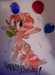 Size: 500x678 | Tagged: safe, artist:php27, pinkie pie, g4, balloon, bipedal, female, solo