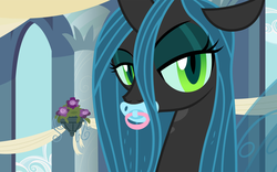 Size: 1920x1200 | Tagged: safe, edit, edited screencap, screencap, queen chrysalis, a canterlot wedding, g4, bedroom eyes, bust, female, pacifier, solo