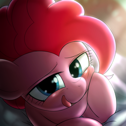 Size: 1000x1000 | Tagged: safe, artist:ushiro no kukan, pinkie pie, earth pony, pony, g4, female, looking at you, solo