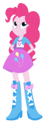 Size: 1403x3903 | Tagged: safe, artist:sketchmcreations, pinkie pie, equestria girls, g4, my little pony equestria girls: rainbow rocks, boots, clothes, female, hands behind back, inkscape, shine like rainbows, simple background, skirt, solo, transparent background, vector